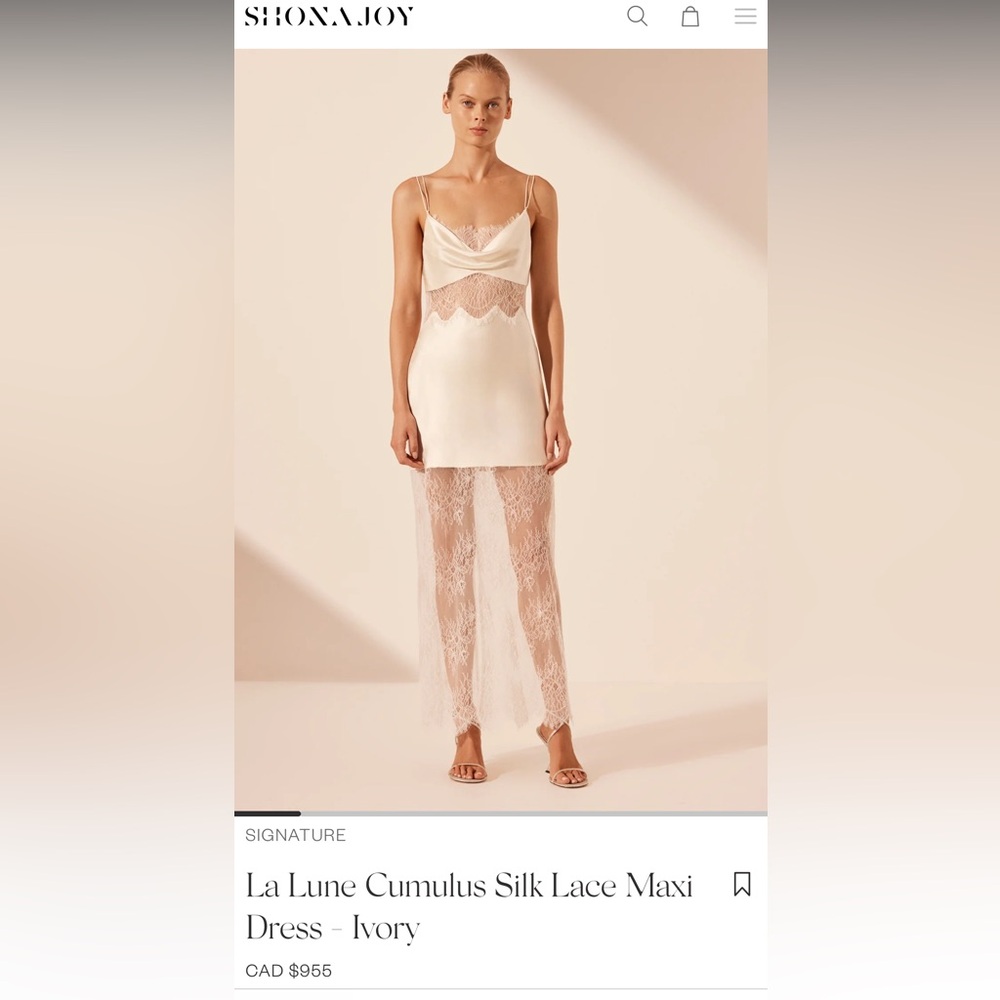 Shona Joy La Lune Cumulus Silk Lace Maxi Dress - Ivory